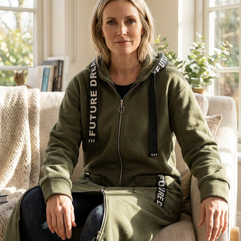 DOLORES | Abrigo sudadera oversize con capucha para mujer