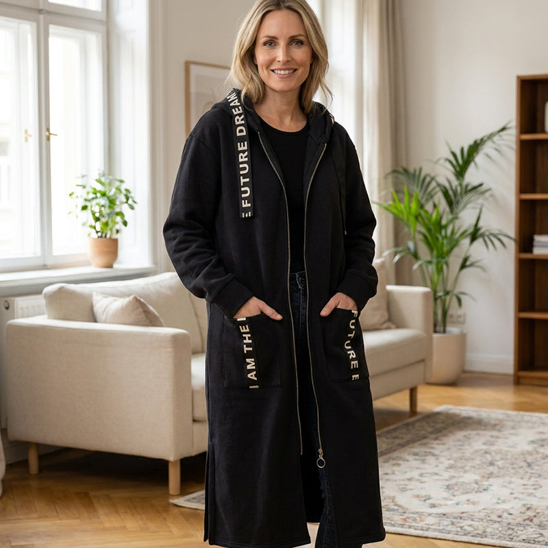 DOLORES | Abrigo sudadera oversize con capucha para mujer