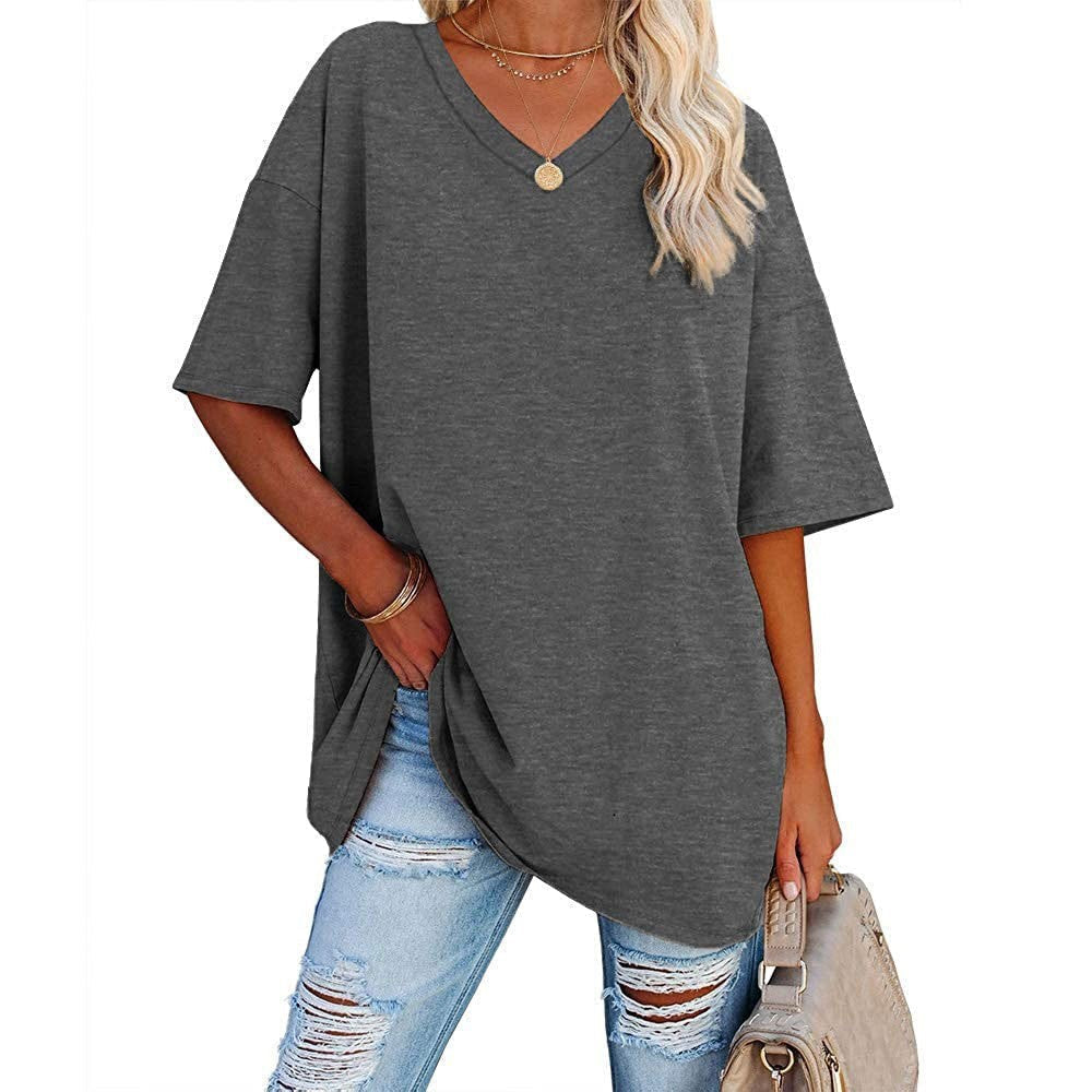 Camiseta holgada para mujer con escote en V
