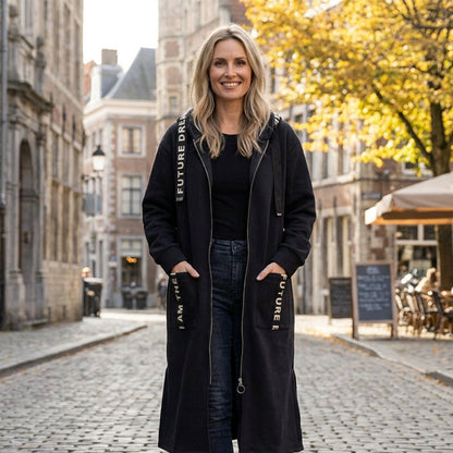 DOLORES | Abrigo sudadera oversize con capucha para mujer
