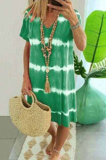 Vestido tipo camiseta de manga corta a rayas