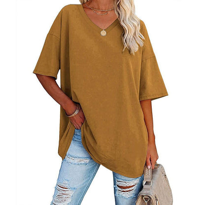 Camiseta holgada para mujer con escote en V