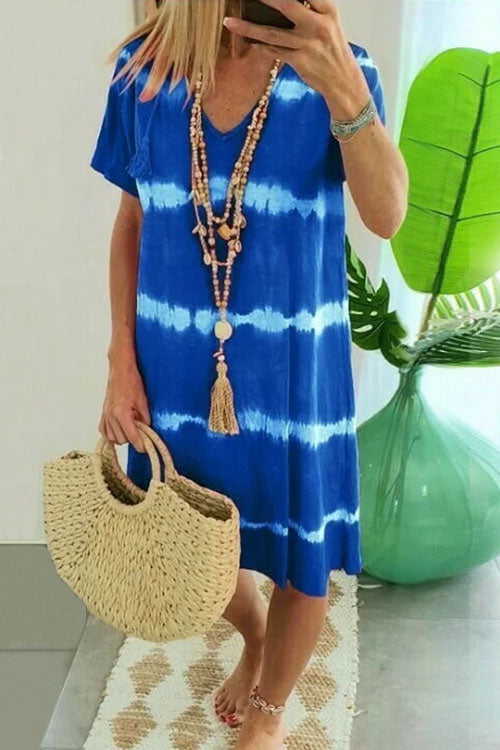 Vestido tipo camiseta de manga corta a rayas