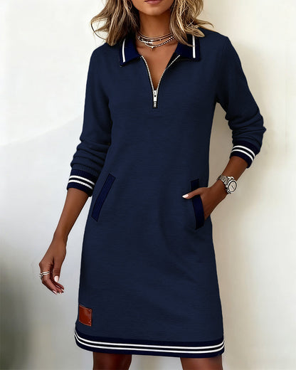 Dorella - Vestido casual de manga larga con cremallera