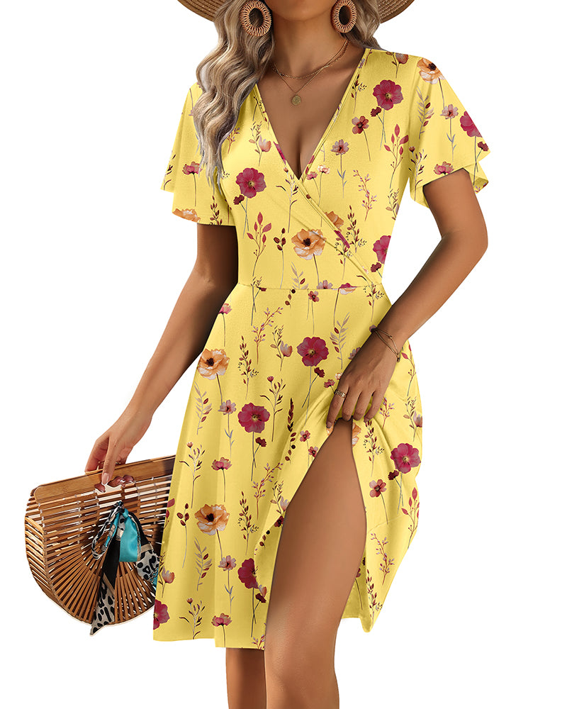 Vestido Casual Evasé de Tirantes con Volantes y Bolsillos