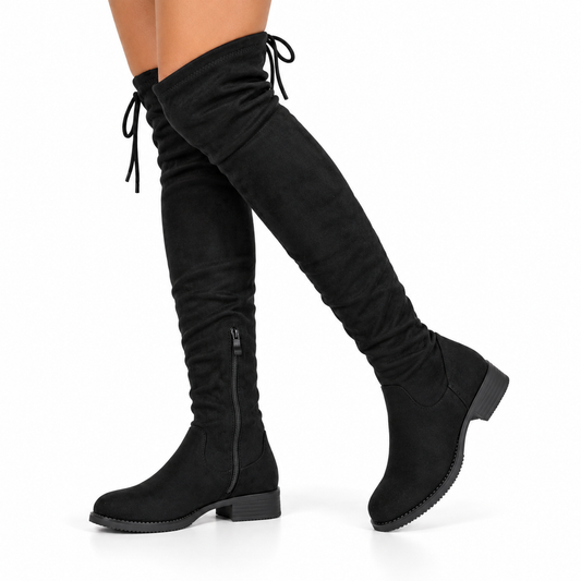 SENIA | Botas Mosqueteras Negras con Cordones