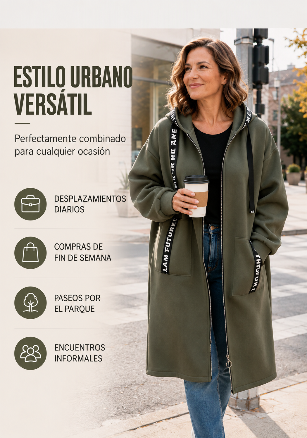 DOLORES | Abrigo sudadera oversize con capucha para mujer