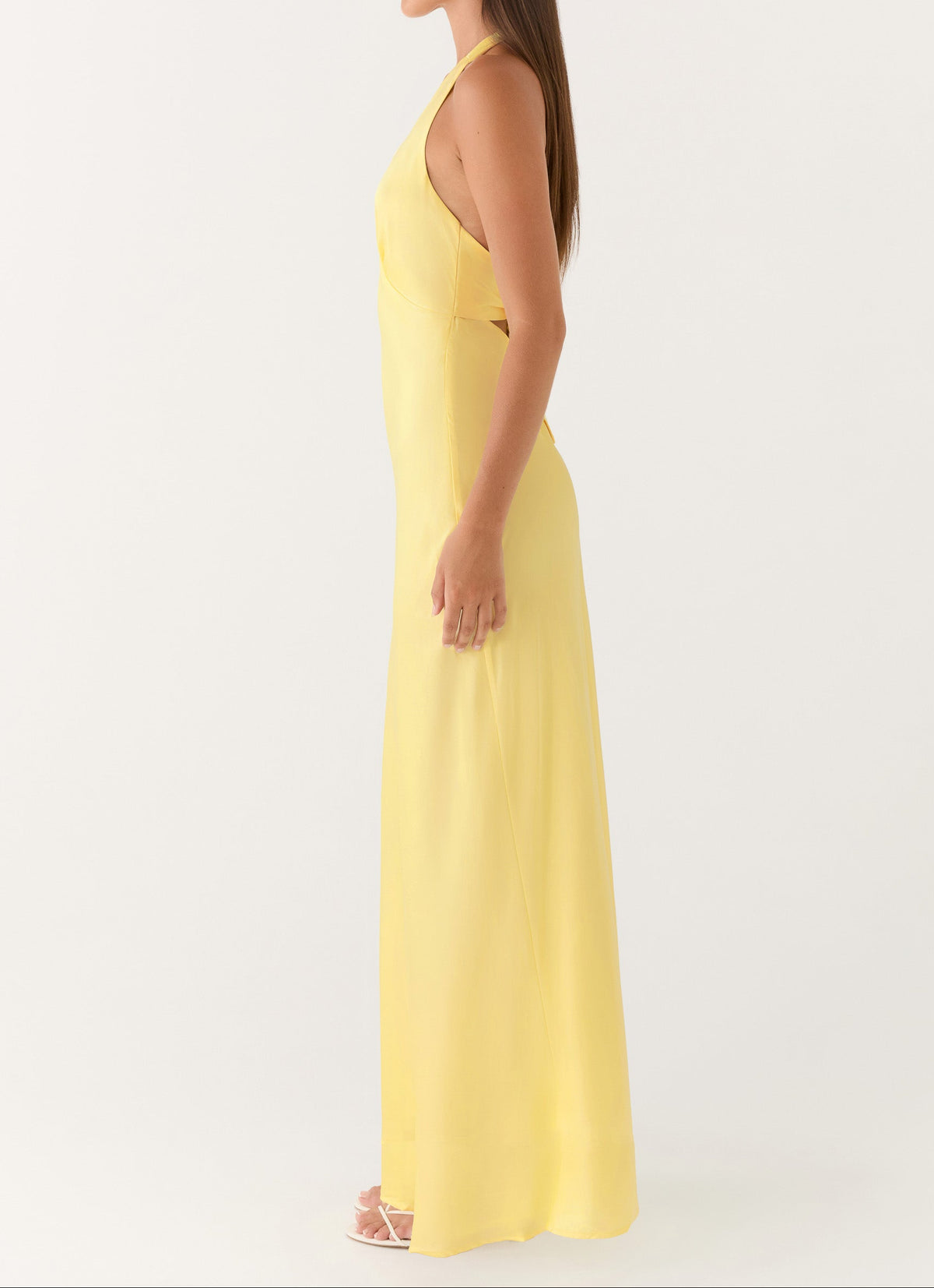 Amelia | Vestido Largo de Satén en Color Amarillo Limón