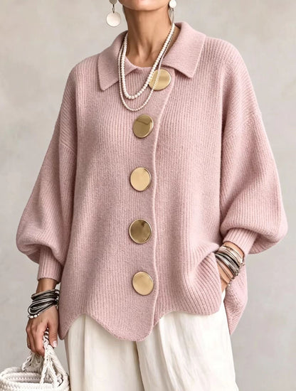 ISIDORA | Cárdigan Oversize de Punto con Grandes Botones Dorados