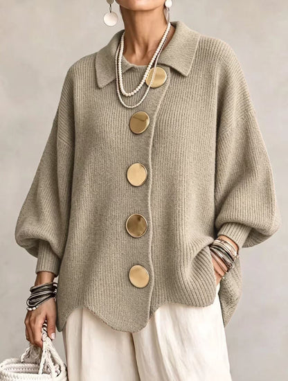 ISIDORA | Cárdigan Oversize de Punto con Grandes Botones Dorados