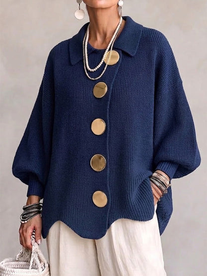 ISIDORA | Cárdigan Oversize de Punto con Grandes Botones Dorados